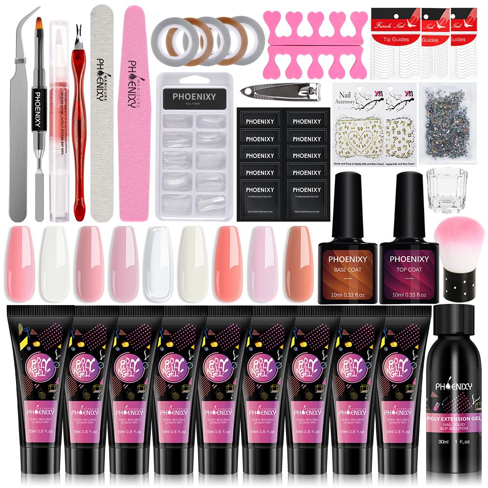 Manicure Set Poly Extension Nail Kit Gel Nails Complete Kit Gel For Extension Semi Permanent UV Varnish Kit Nail Tools Sets 7DAY'S