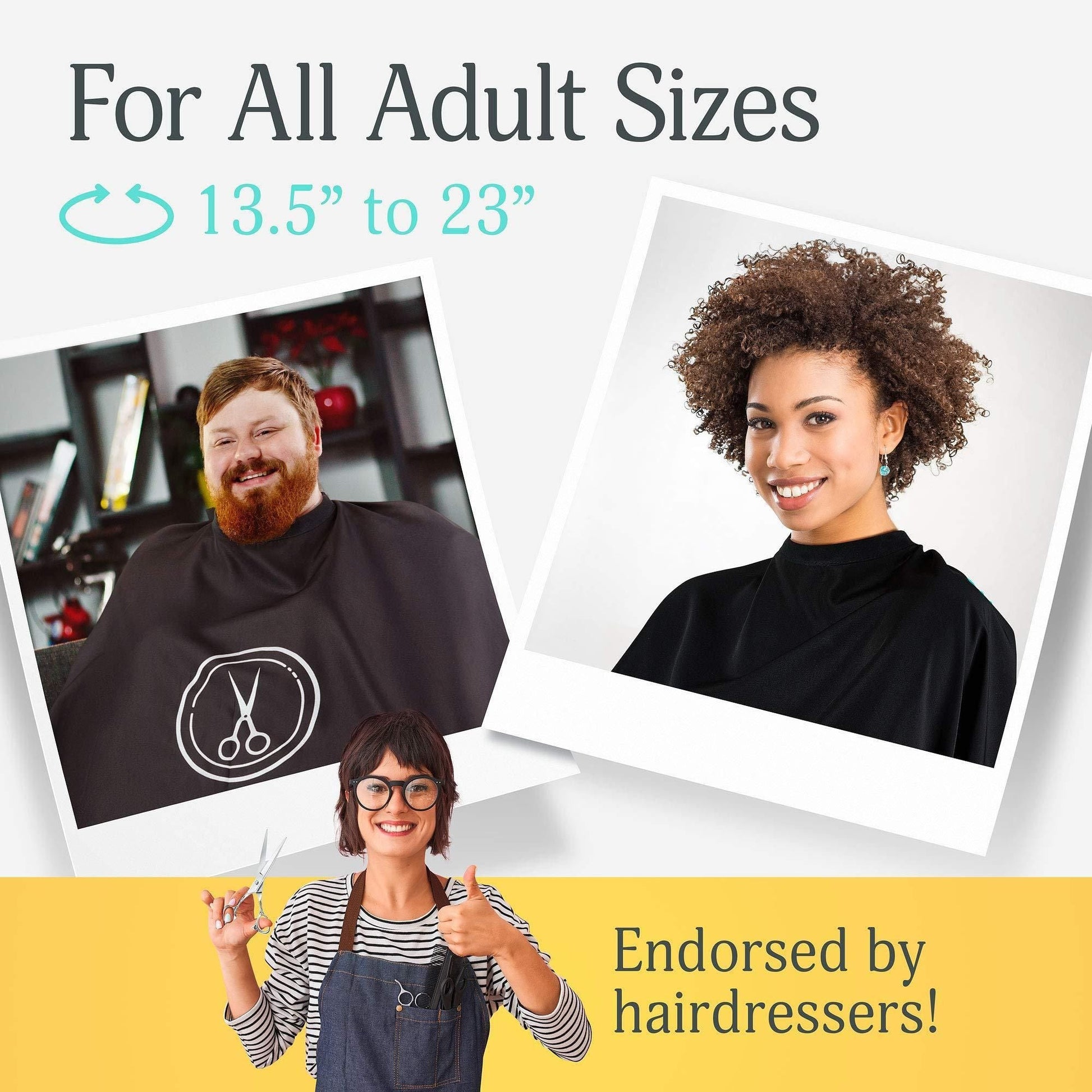 Barber Cape Professional Large Hair Cutting Cape with Snap Closure 66x57 inch Unisex Adults Black Haircut Gown Water Resistant EasyOptionXY
