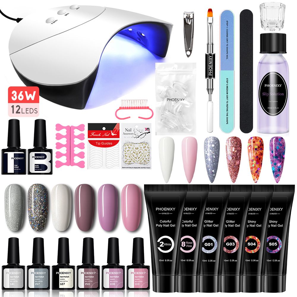 Manicure Set Poly Extension Nail Kit Gel Nails Complete Kit Gel For Extension Semi Permanent UV Varnish Kit Nail Tools Sets 7DAY'S