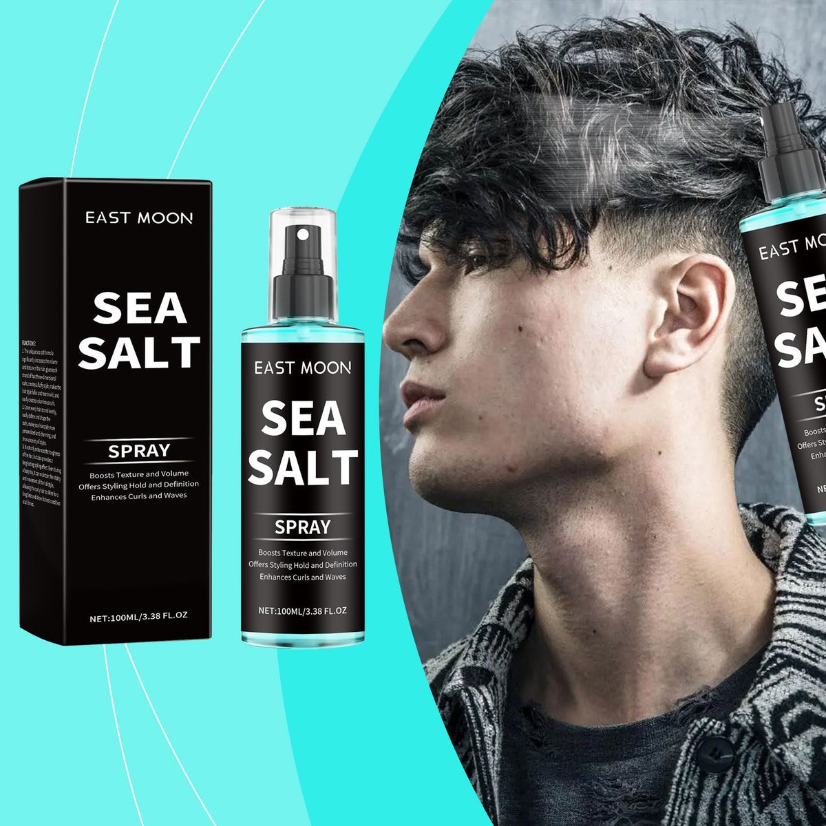 East Moon Sea Salt Curling Spray Long Lasting Styling Elastic Hair Conditioner Hair Spray for Lazy and Refreshing Hair Spray EasyOptionXY