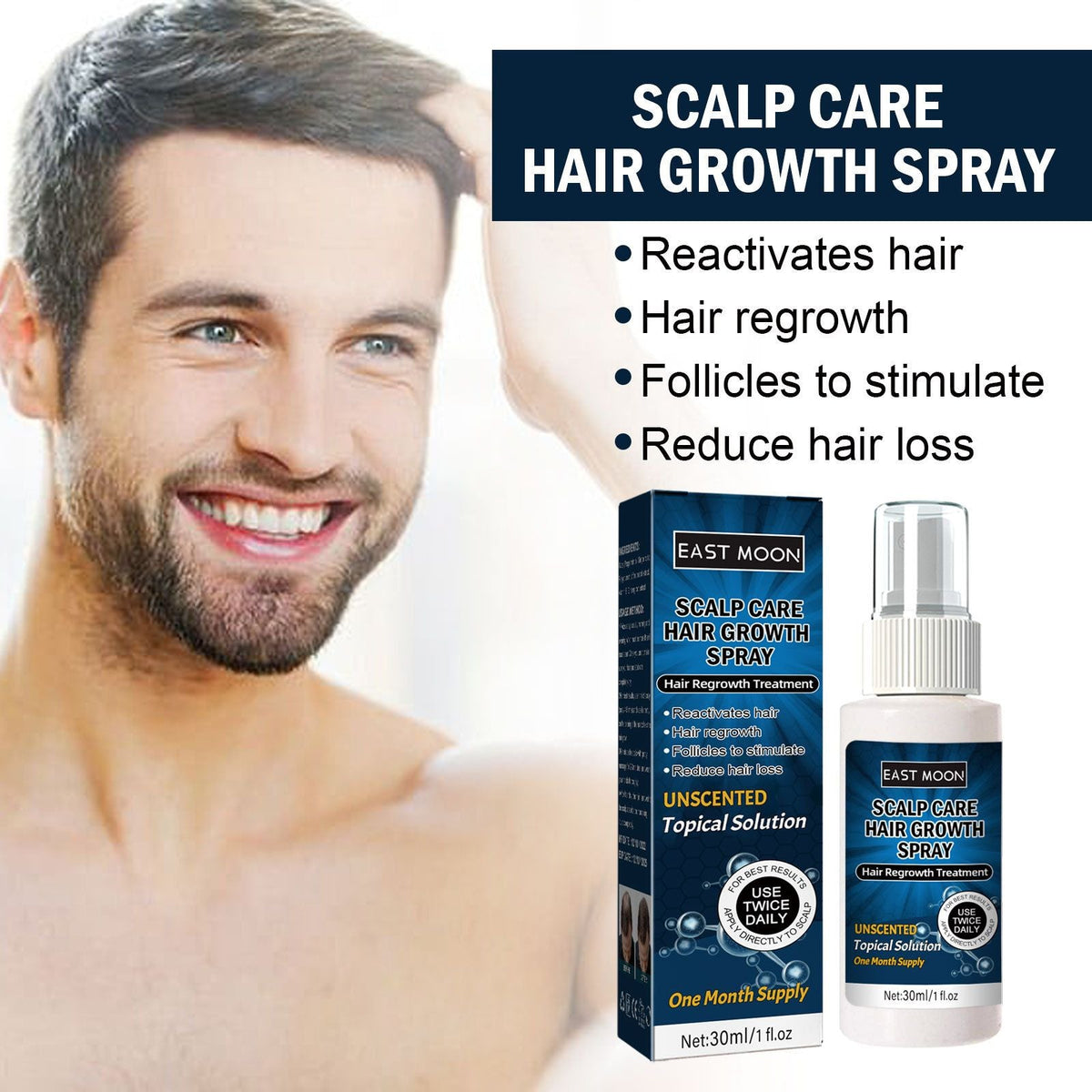 East Moon Men's Hair Spray, Dense Hair Solid Hair Hair Line Anti-Drop Fluid Thick Uncle LOL