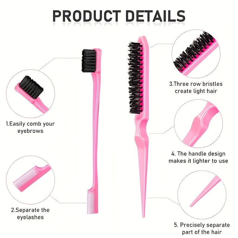 12 pieces Salon-Grade Nylon Teasing Brush Set with Double-Sided Design and Duckbill Clips for Smooth and Controlled Hair Styling Uncle LOL