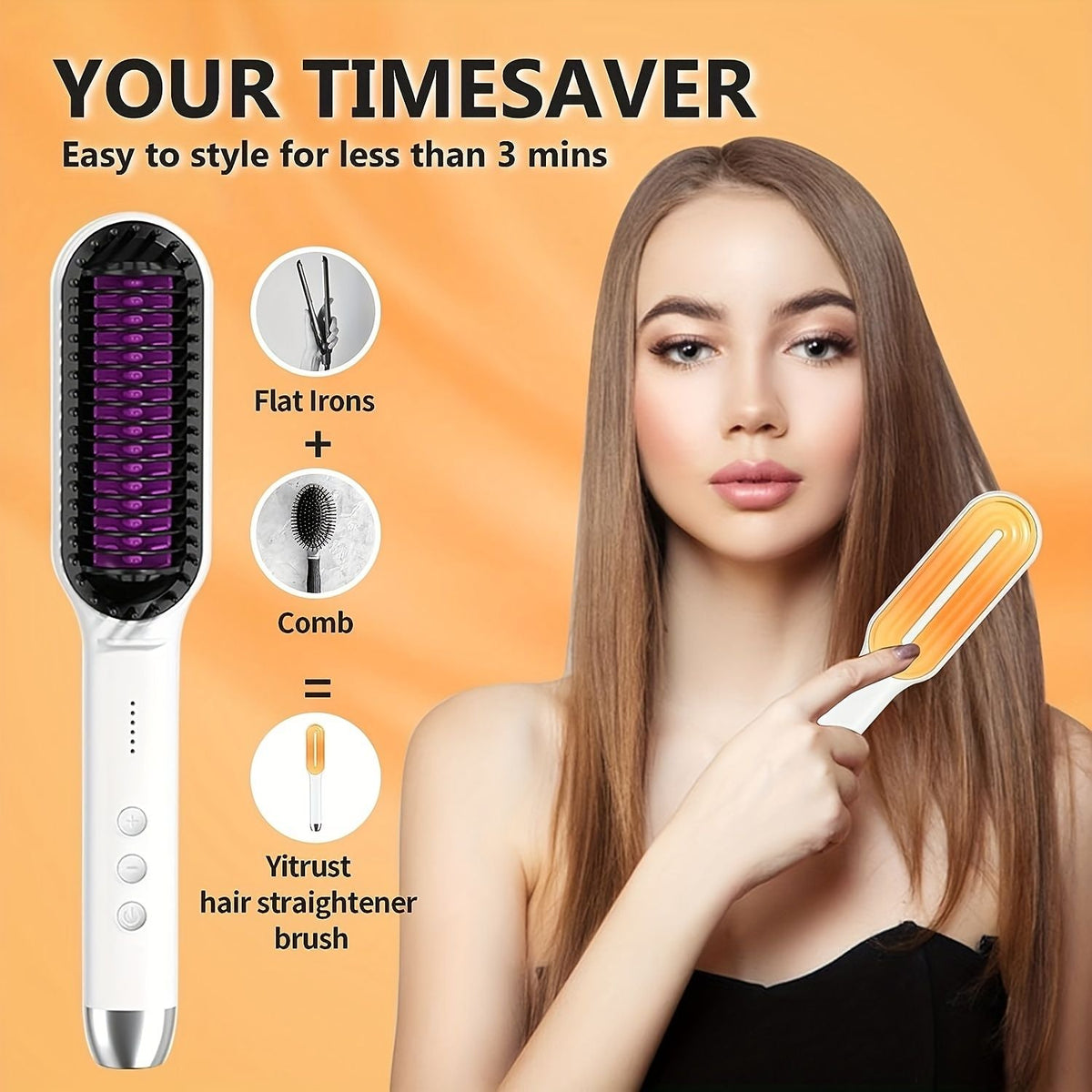 Professional Hair Straightener Brush Electric Straightening Beard Comb Electric Straightening Beard Comb Hairdressing Tool With 5-speed Temperature Control Uncle LOL