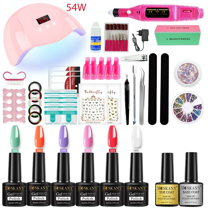 Nail Gel Kit Professional Nail Set With 120W/54W UV Nail Lamp And Nail Drill For All Drying Gel Nail Polish Manicure Set 7DAY'S