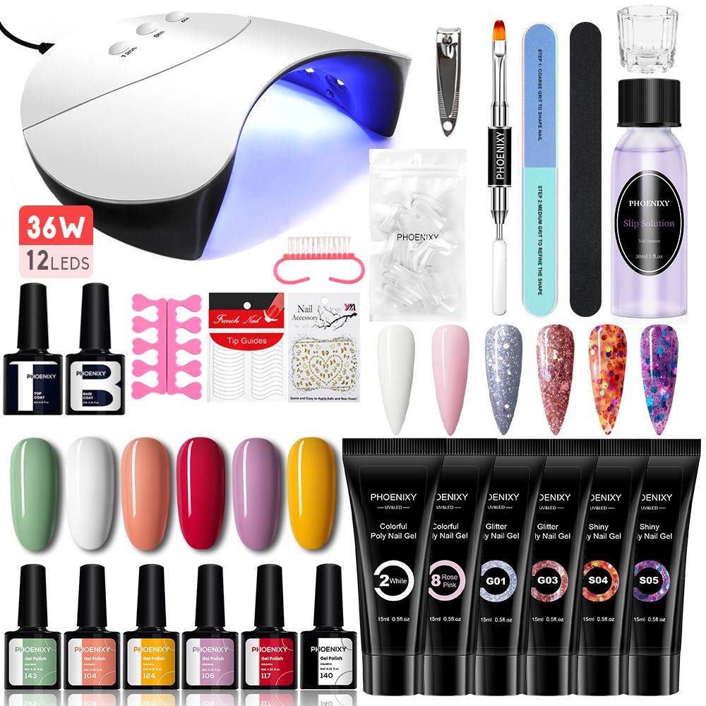 Manicure Set Poly Extension Nail Kit Gel Nails Complete Kit Gel For Extension Semi Permanent UV Varnish Kit Nail Tools Sets 7DAY'S