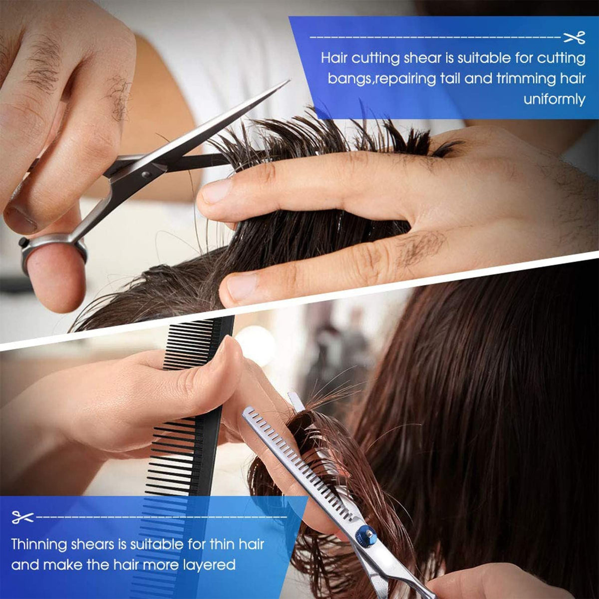 Hair Cutting Scissors Set, 6 Inch Hairdressing Thinning Shears for Hair Cutting for Women, Men, Kids - Silver Uncle LOL