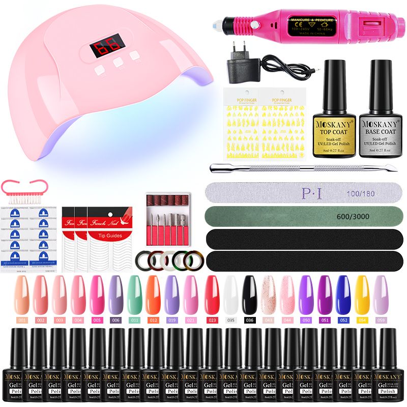 MOSKANY Professional Nail Set Nail Gel Kit With 120W/54W UV Nail Lamp And Nail Drill For All Drying Gel Nail Polish Manicure Set 7DAY'S