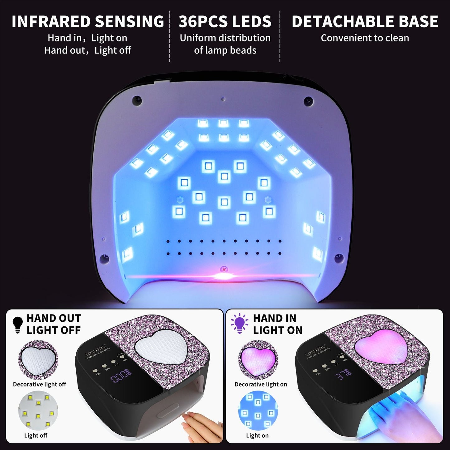 LimeGirl Cordless Nail Dryer for Gel Polish, UV LED Nail Lamp with Fast Curing UV Light & 4 Timer Settings, Portable Rechargeable Gel Lamp Nail Art Tool for Manicure Pedicure at Home & Salon 7DAY'S