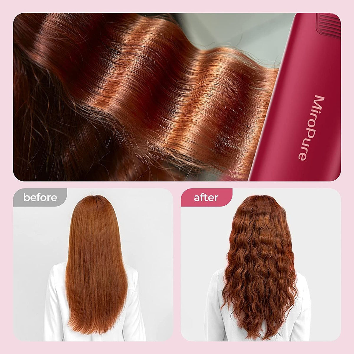 Hair Waver Iron Beach Waver Wand Hair Crimper Hair Waver Barrel Curling Iron 1 Inch PTC Heater Auto Shut-Off Adjustable Easy Shap Long Lasting Heat Dual Voltage Uncle LOL