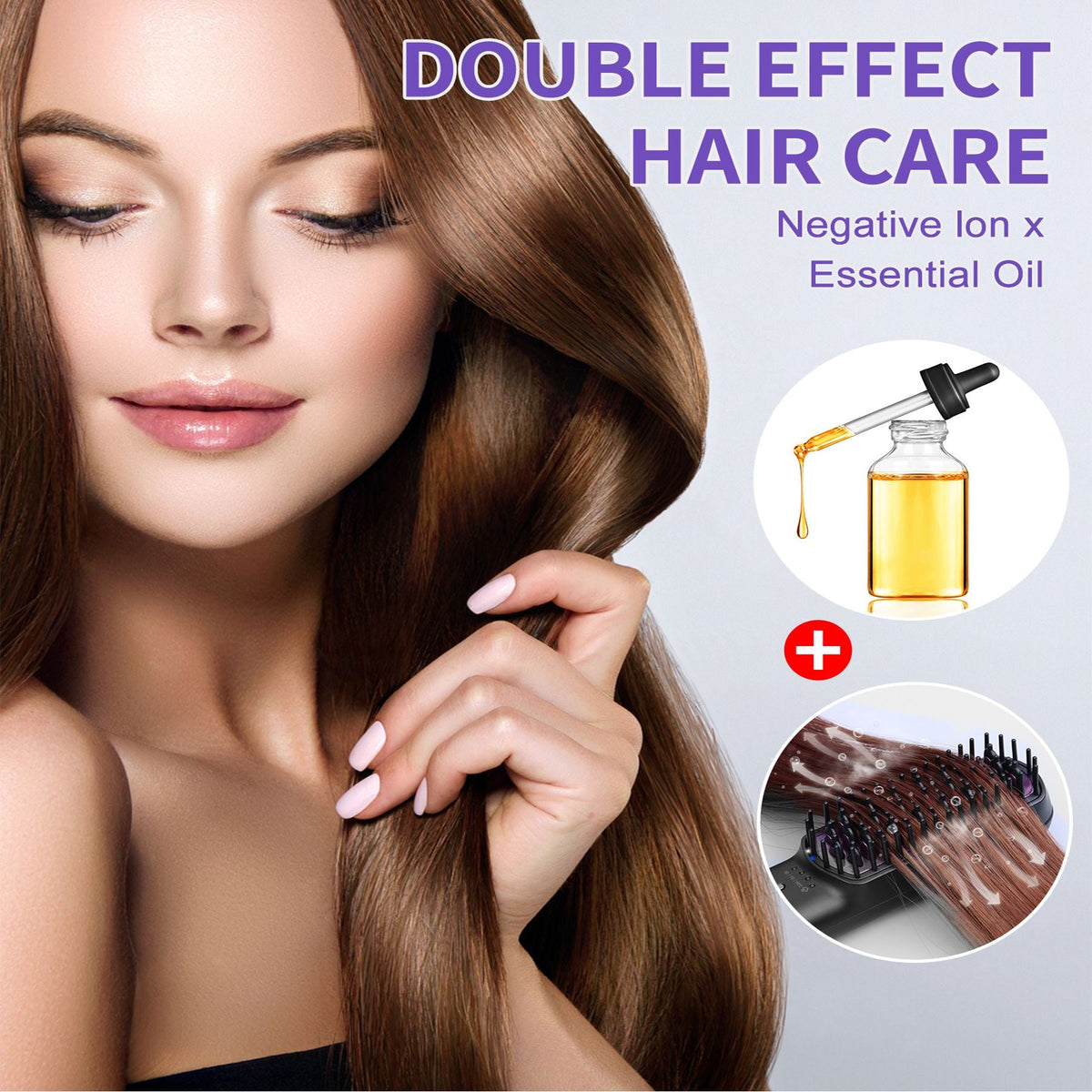 Hair Straightener Brush, Ionic Plus Steam Straightening Brush for Smooth, Anti-frizz Hair, Anti-Scald Ceramic Straightening Comb, Heated Straightener Brush Flat Iron Fast Heating for Home Salon Uncle LOL
