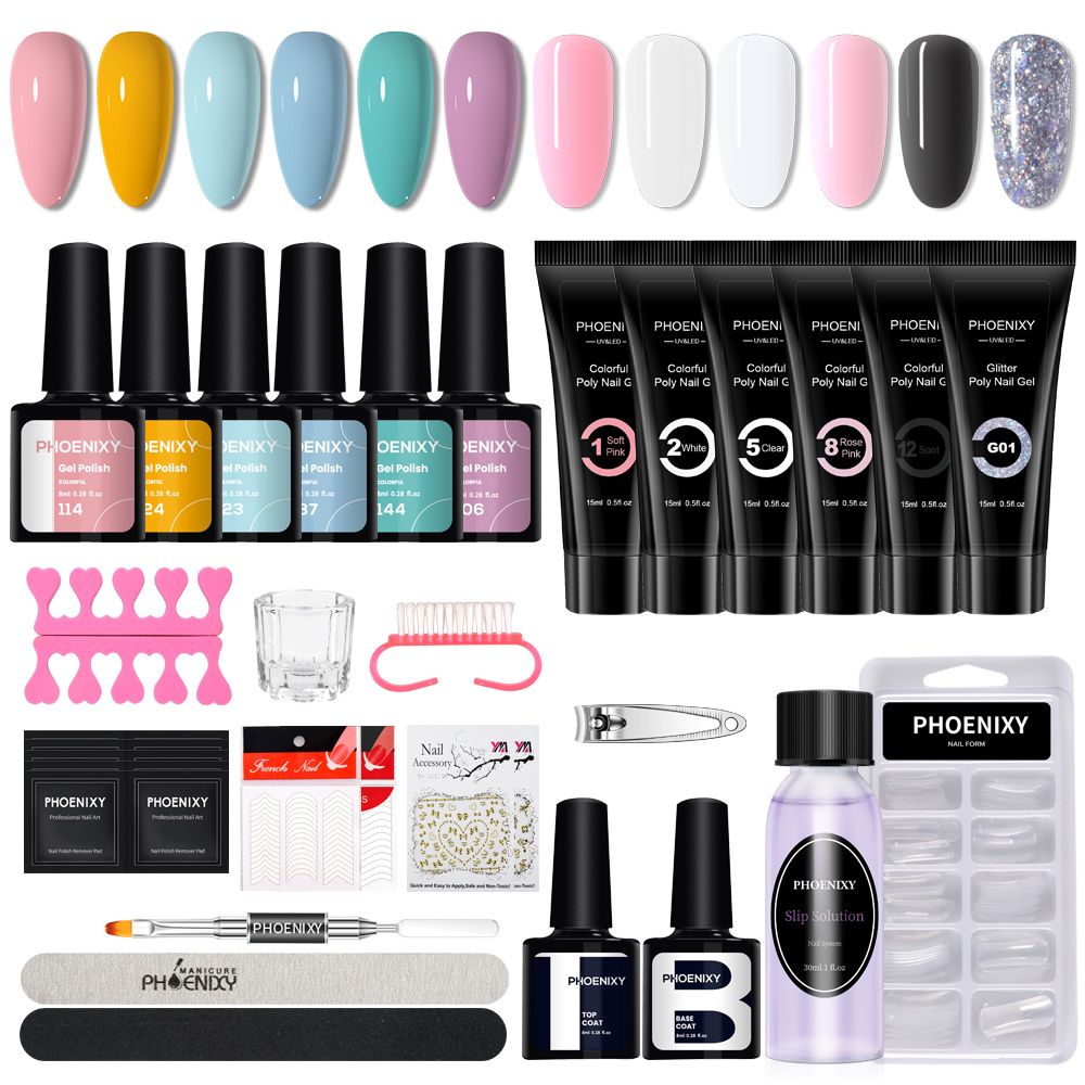 Manicure Set Poly Extension Nail Kit Gel Nails Complete Kit Gel For Extension Semi Permanent UV Varnish Kit Nail Tools Sets 7DAY'S