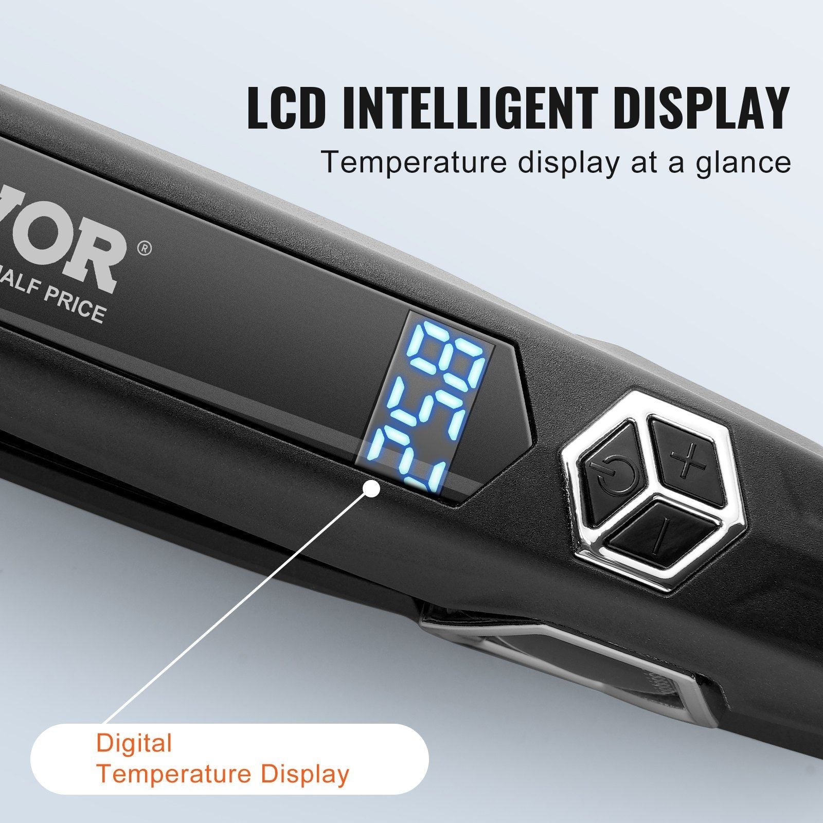 VEVOR Hair Straightener, 1.5-inch Titanium Flat Iron, Dual Infrared Hair Straightener Flat Iron with LCD Display and 19 Temp Levels - 210 to 450 F, Fast Heating Hair Iron for Salon Home Travel Use 7DAY'S