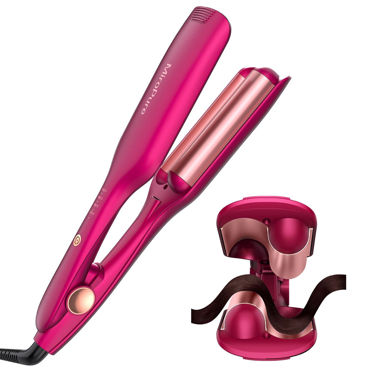 Hair Waver Iron Wand Hair Crimper Hair Waver Barrel Curling Iron 1 Inch PTC Heater Auto Shut-Off Adjustable Easy Shap Long Lasting Heat Dual Voltage Uncle LOL