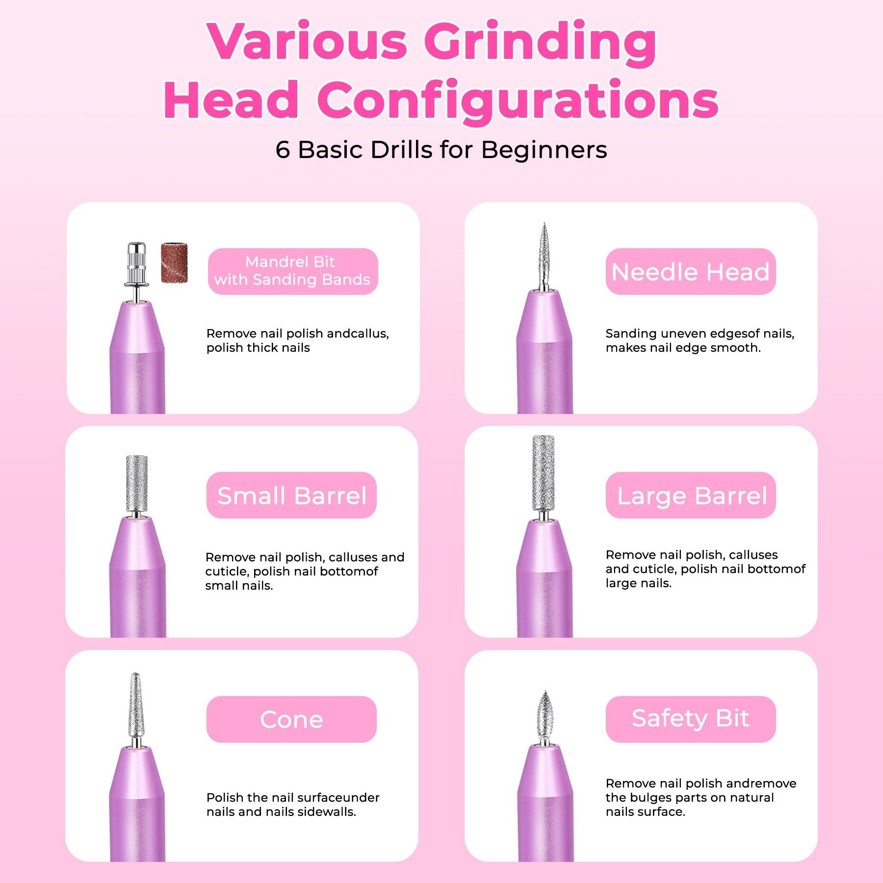 Portable Electric Nail Drill, Professional Nail File Kit for Acrylic, Gel Nails, Manicure Pedicure with Nail Drill Bits Sanding Bands Rose gold 7DAY'S