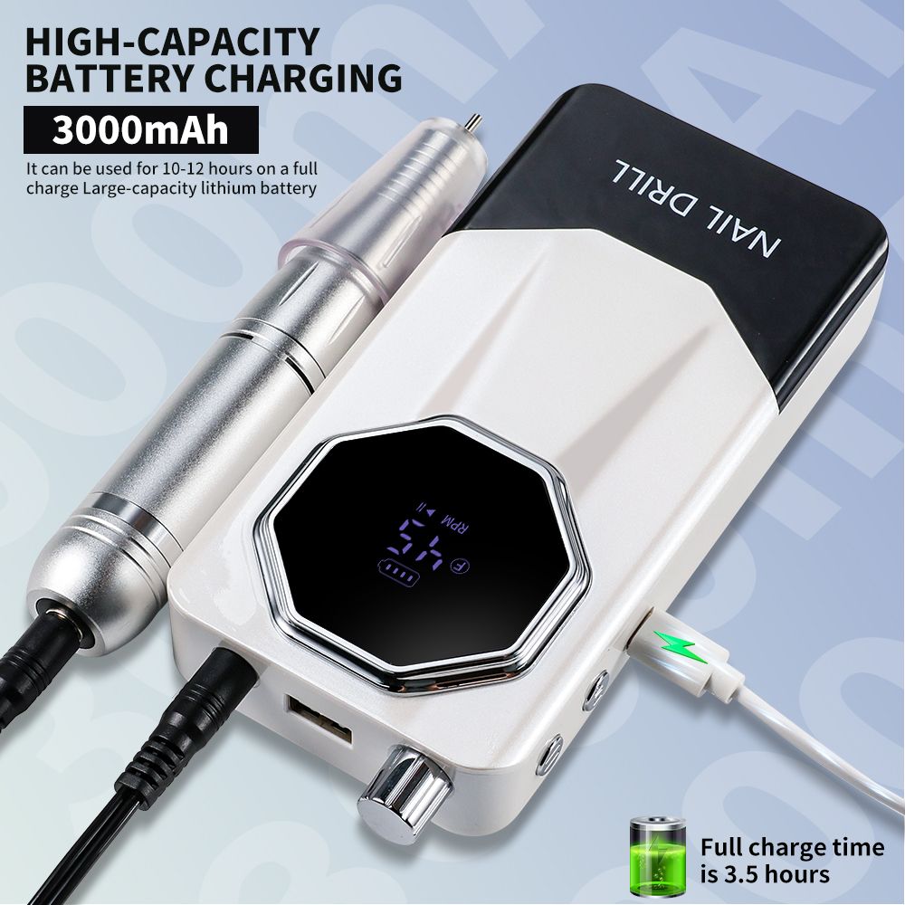 45000RPM Rechargeable Electric Nail Drill Machine Professional Nail Drills for Gel Nails Polish Portable Nail File Manicure Tool 7DAY'S