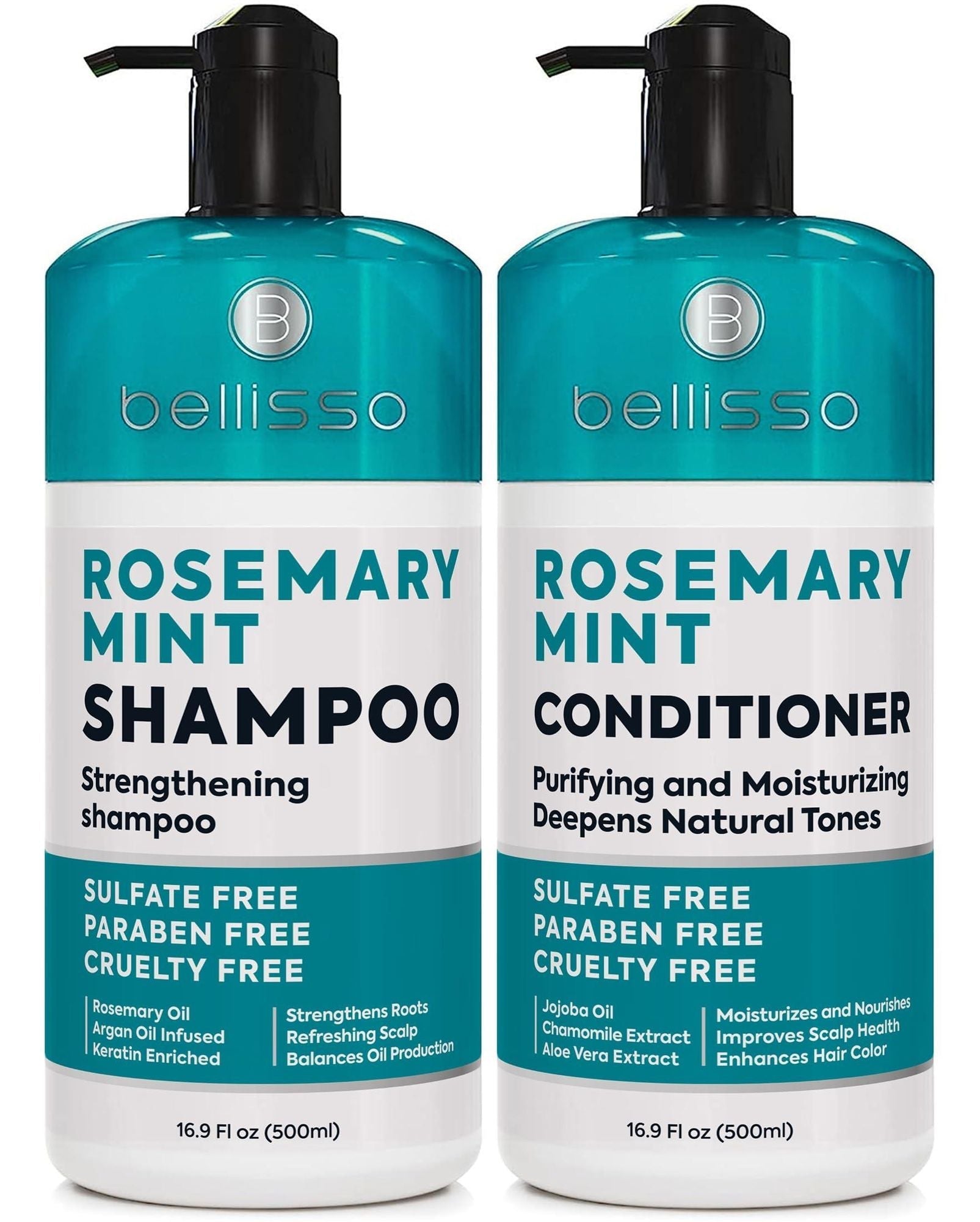 Rosemary Oil and Mint Shampoo and Conditioner Set Sulfate Free with Peppermint Moisturizing Products for Women and Men Helps Flaky Dry Scalp and Dandruff Salon Thickening for Thinning Hair EasyOptionXY