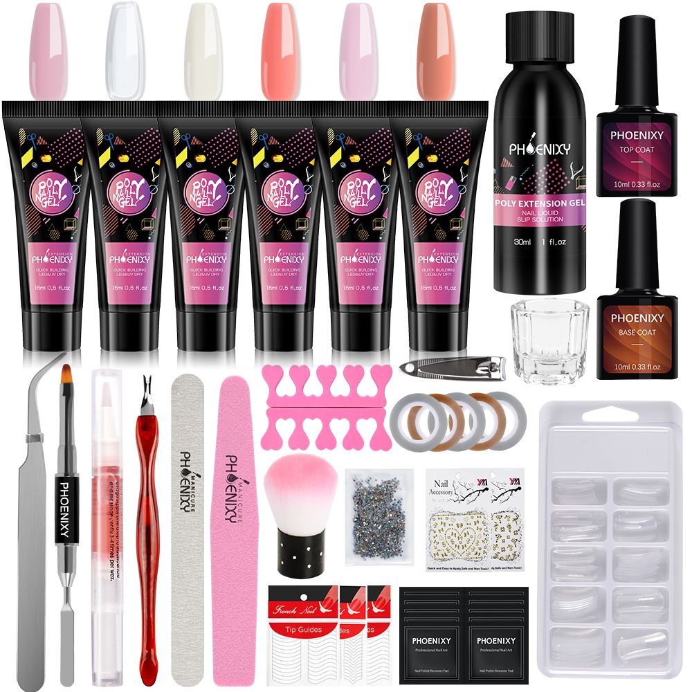 Manicure Set Poly Extension Nail Kit Gel Nails Complete Kit Gel For Extension Semi Permanent UV Varnish Kit Nail Tools Sets 7DAY'S
