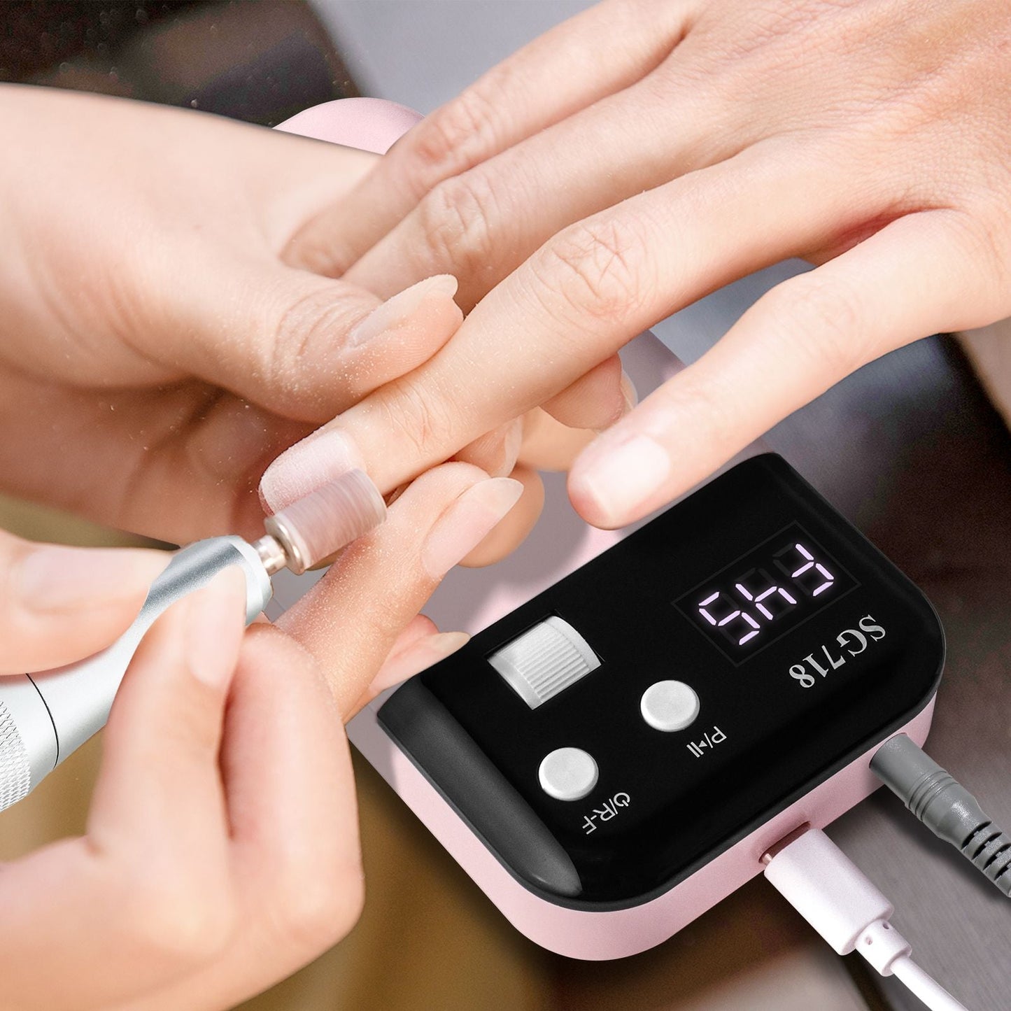 Nail Drill, Portable Electric Nail File 45000RPM, Rechargeable Nail Drill Professional with Bits & Base, for Acrylic Gel Nails, E-File Machine, Manicure Polishing, for Salon Home 7DAY'S