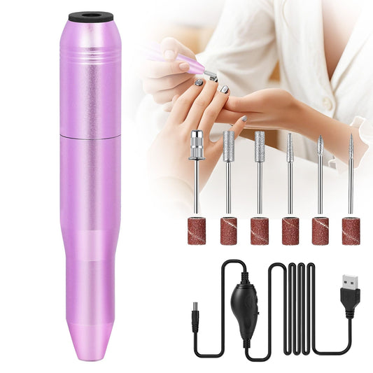 Portable Electric Nail Drill, Professional Nail File Kit for Acrylic, Gel Nails, Manicure Pedicure with Nail Drill Bits Sanding Bands Rose gold 7DAY'S