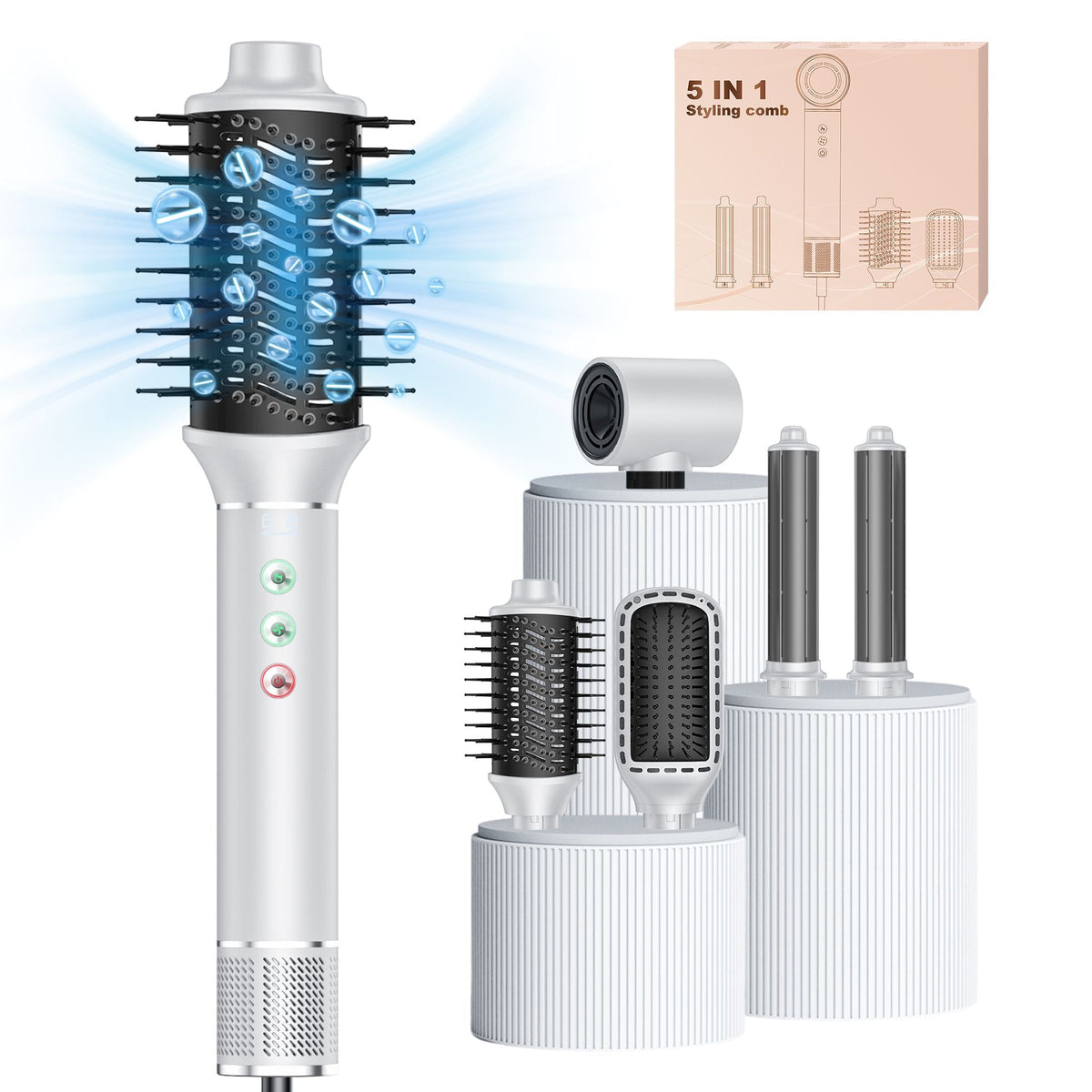Professional Hair Dryer Brush 110000RPM High Speed Hair Dryer 5 In 1 Hair Styler Hot Air Brush Negative Ions Blow Dryer Brush Automatic Curling Iron Air Curler Uncle LOL