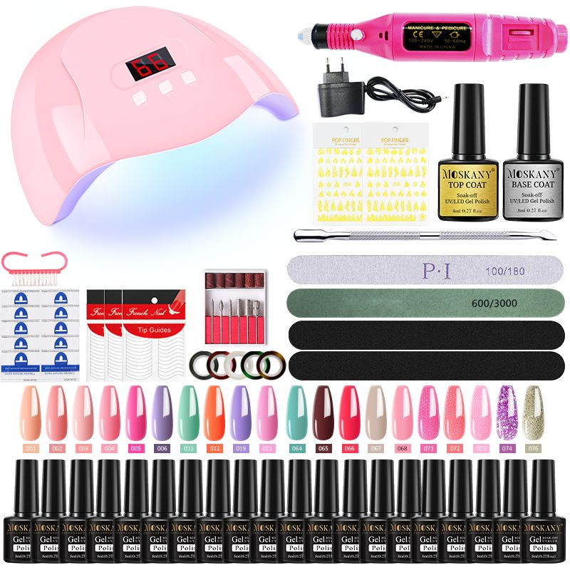 Nail Gel Kit Professional Nail Set With 120W/54W UV Nail Lamp And Nail Drill For All Drying Gel Nail Polish Manicure Set 7DAY'S