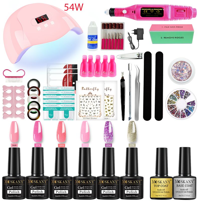 Nail Gel Kit Professional Nail Set With 120W/54W UV Nail Lamp And Nail Drill For All Drying Gel Nail Polish Manicure Set 7DAY'S