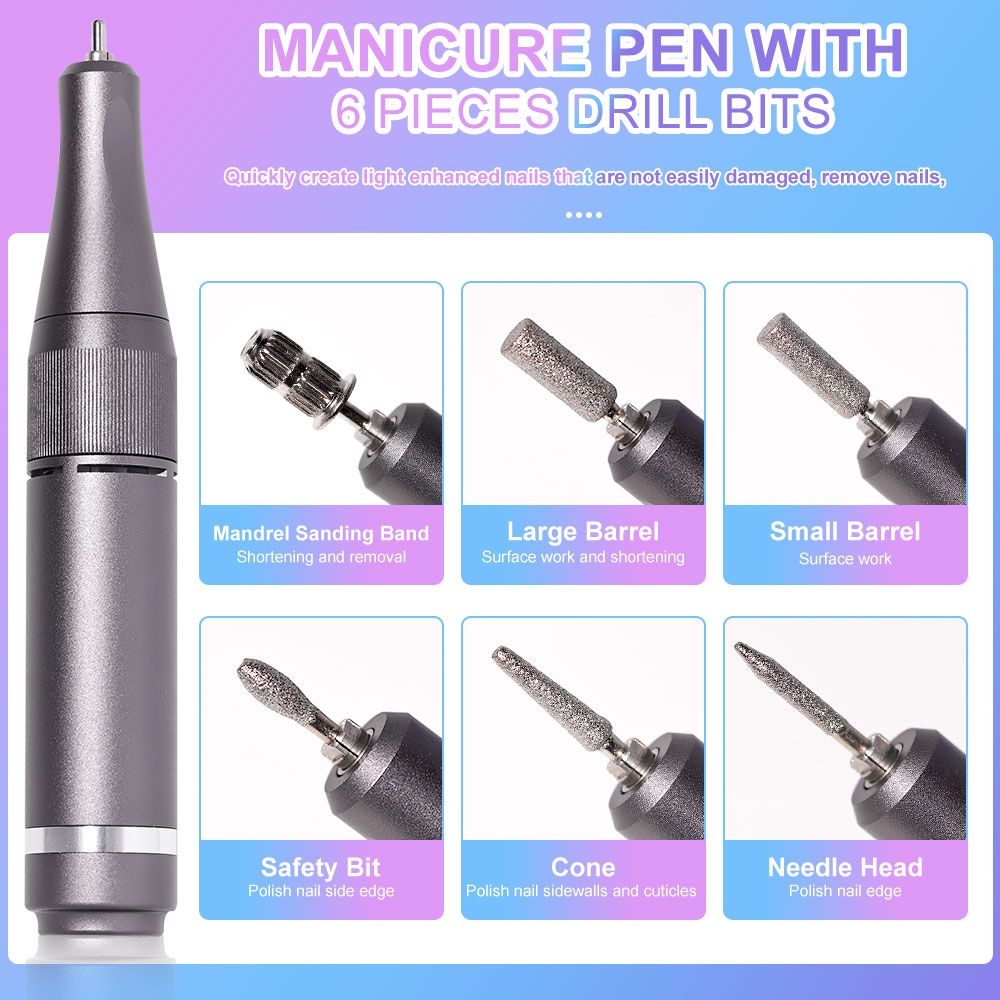 40000RPM Nail Drill Machine Electric Portable Nail File Rechargeable Nail Sander for Gel Nails Polishing For Home Manicure Salon 7DAY'S
