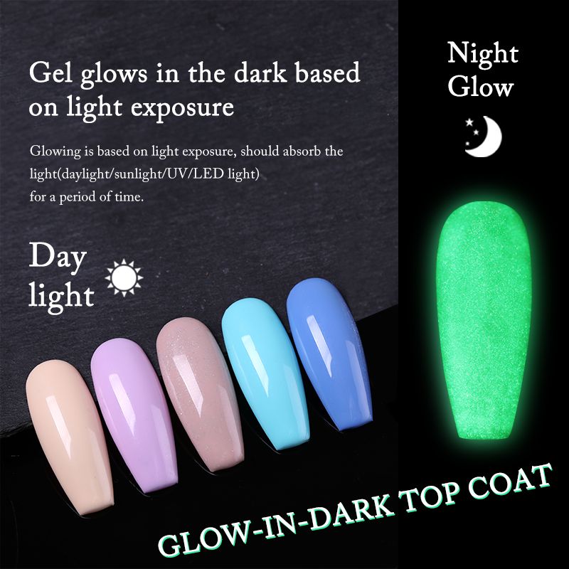 UR SUGAR Luminous Gel Top Coat Semi Permanent Glow In Dark Fluorescent Soak Off UV LED Color Gel Nail Varnish Nails for Manicure 7DAY'S