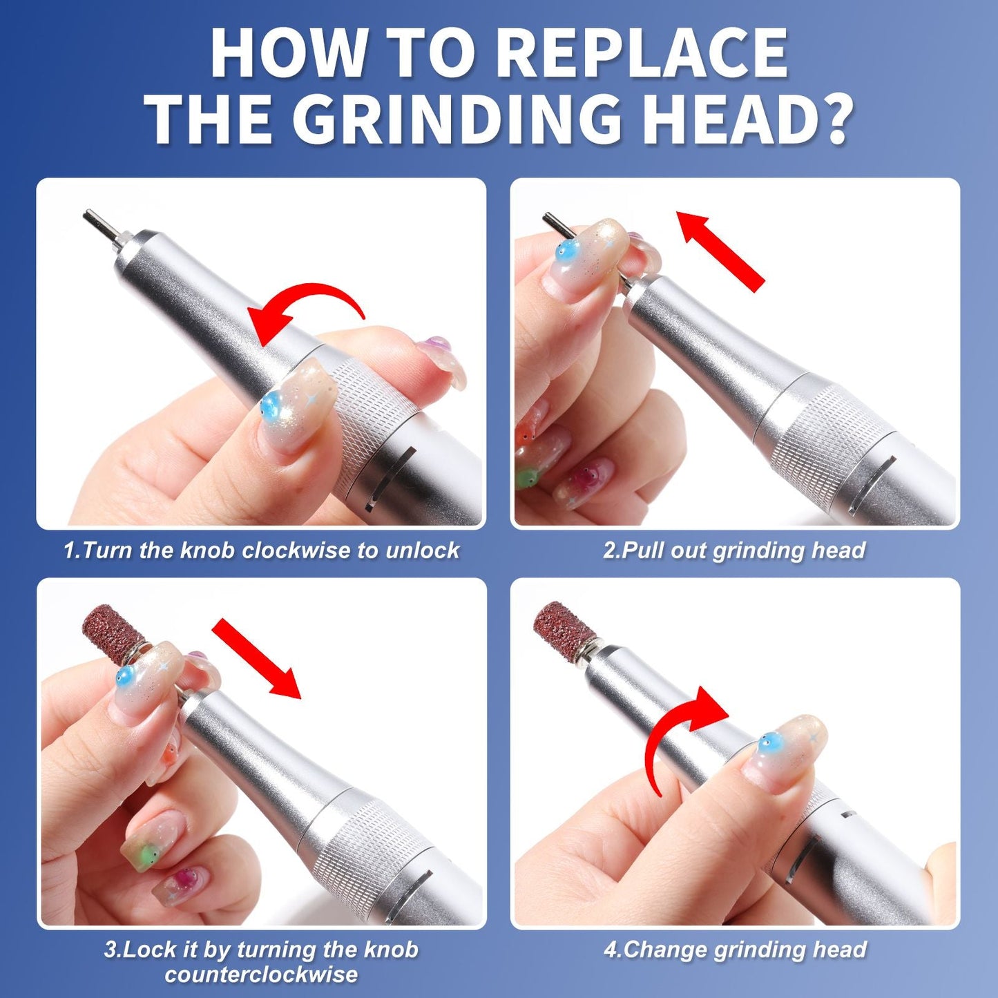 Nail Drill, Portable Electric Nail File 45000RPM, Rechargeable Nail Drill Professional with Bits & Base, for Acrylic Gel Nails, E-File Machine, Manicure Polishing, for Salon Home 7DAY'S