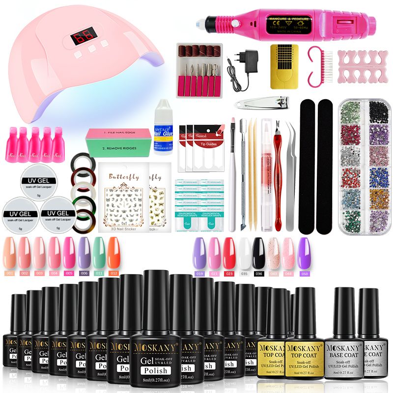 Nail Gel Kit Professional Nail Set With 120W/54W UV Nail Lamp And Nail Drill For All Drying Gel Nail Polish Manicure Set 7DAY'S