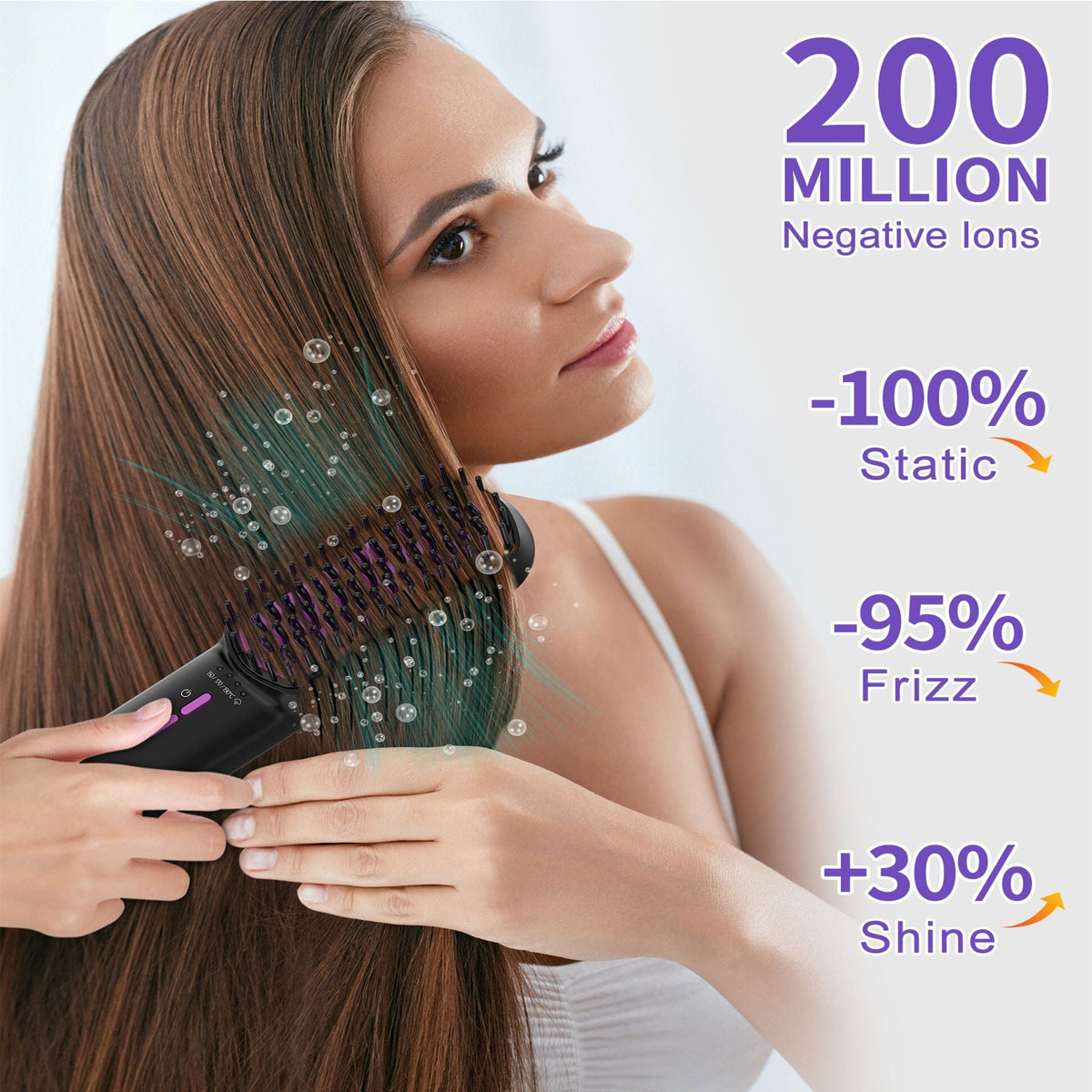 Hair Straightener Brush, Ionic Plus Steam Straightening Brush for Smooth, Anti-frizz Hair, Anti-Scald Ceramic Straightening Comb, Heated Straightener Brush Flat Iron Fast Heating for Home Salon Uncle LOL
