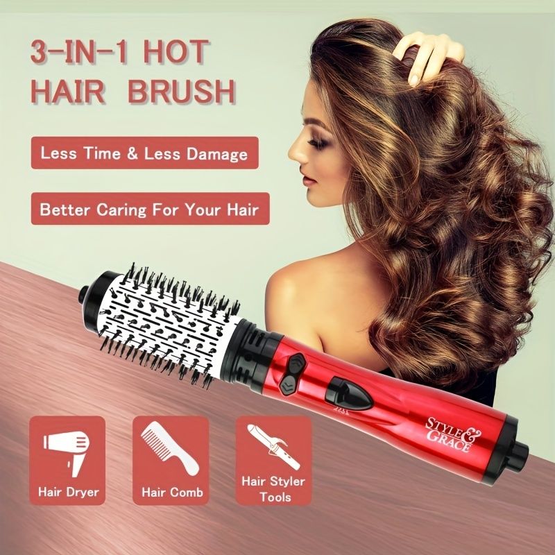 2-in-1 Electric Rotating Curling Comb and Hair Dryer for Salon-Quality Styling at Home Uncle LOL