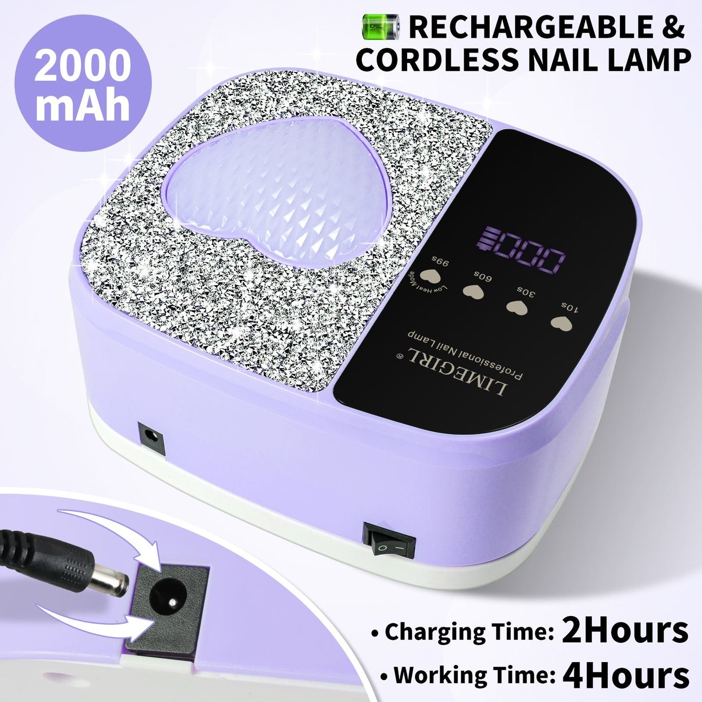 LimeGirl Cordless Nail Dryer for Gel Polish, UV LED Nail Lamp with Fast Curing UV Light & 4 Timer Settings, Portable Rechargeable Gel Lamp Nail Art Tool for Manicure Pedicure at Home & Salon 7DAY'S