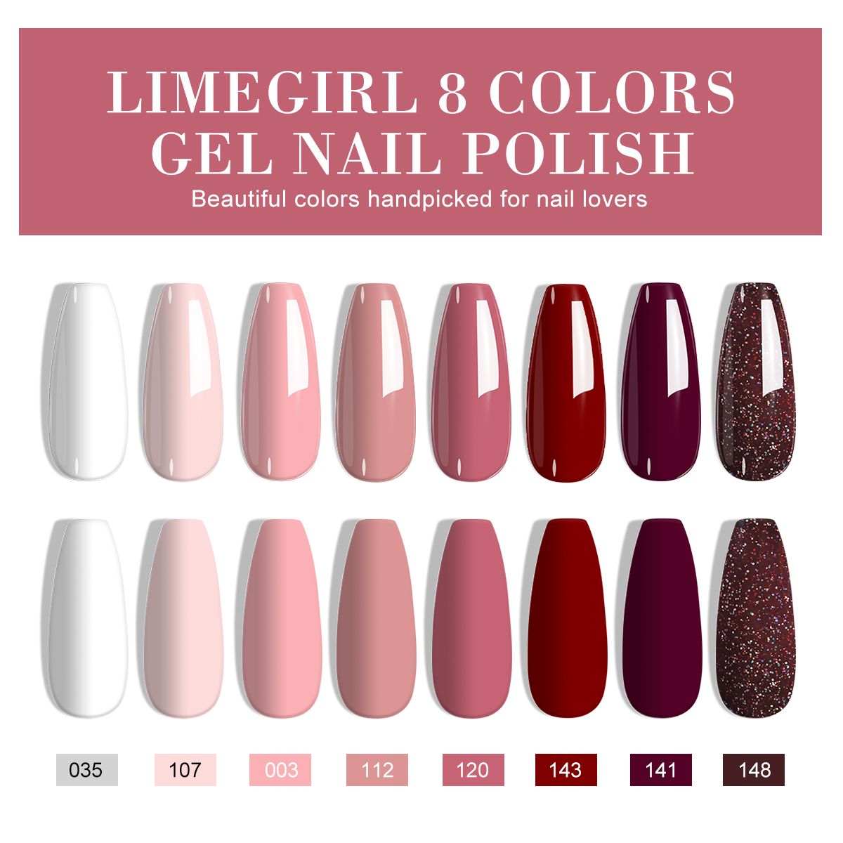 Limegirl Gel Nail Polish Set Gel Polish with Base Top Matte Top Coat Semi-permanent gel nail polish set All Season Manicure Tools Kit Nail Art Salon 7DAY'S