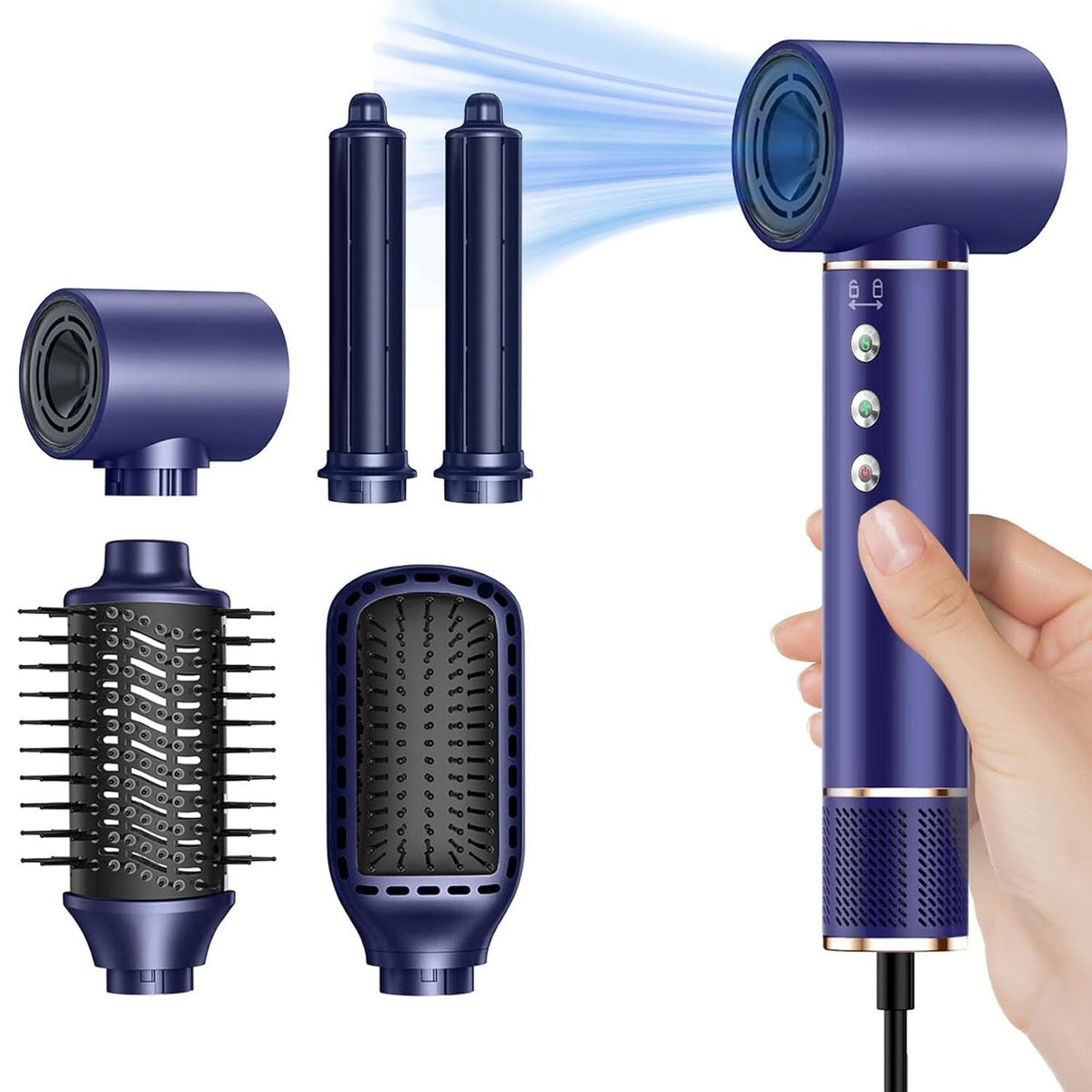 Professional Hair Dryer Brush 110000RPM High Speed Hair Dryer 5 In 1 Hair Styler Hot Air Brush Negative Ions Blow Dryer Brush Automatic Curling Iron Air Curler Uncle LOL