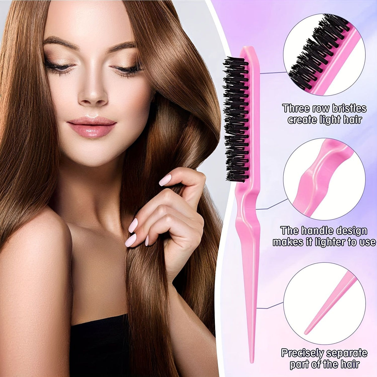 12 pieces Salon-Grade Nylon Teasing Brush Set with Double-Sided Design and Duckbill Clips for Smooth and Controlled Hair Styling Uncle LOL