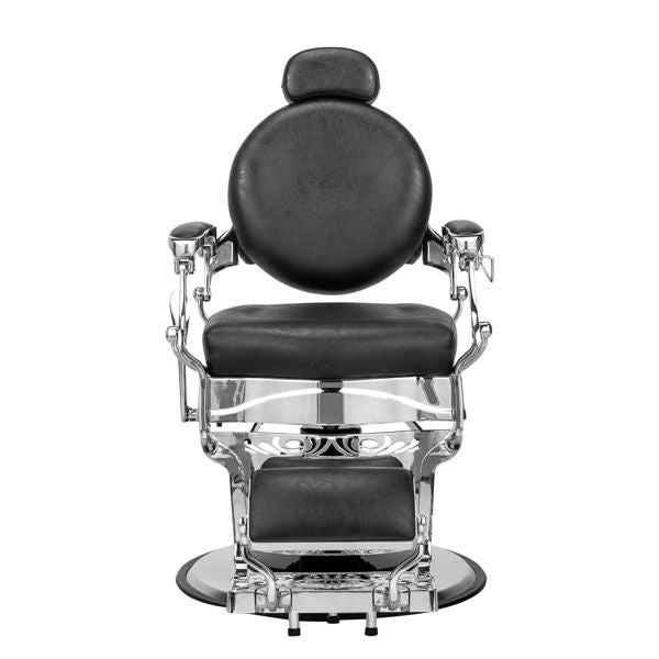 PVC leather, silver plated aluminum alloy frame, extra large pump disc with towel rack, square seat cushion without buttons, reclining hair salon chair 150kg silver 7DAY'S