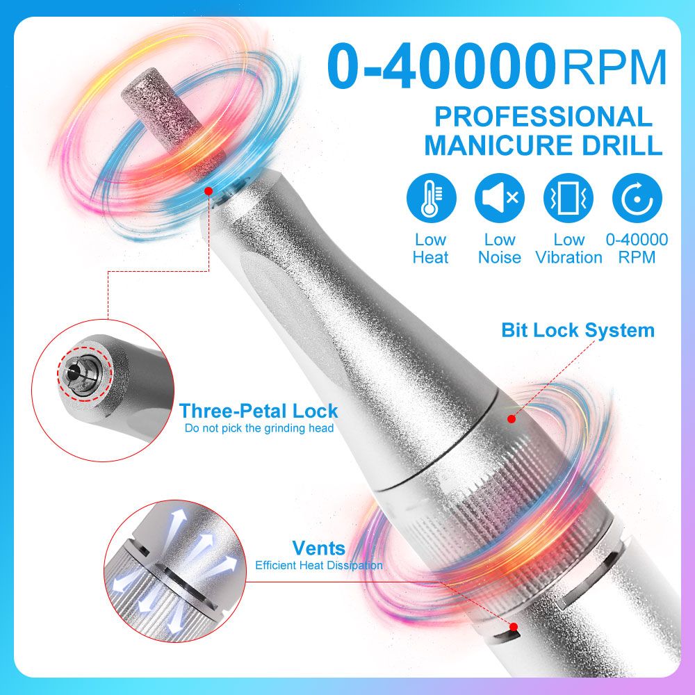 40000RPM Nail Drill Machine Electric Portable Nail File Rechargeable Nail Sander for Gel Nails Polishing For Home Manicure Salon 7DAY'S