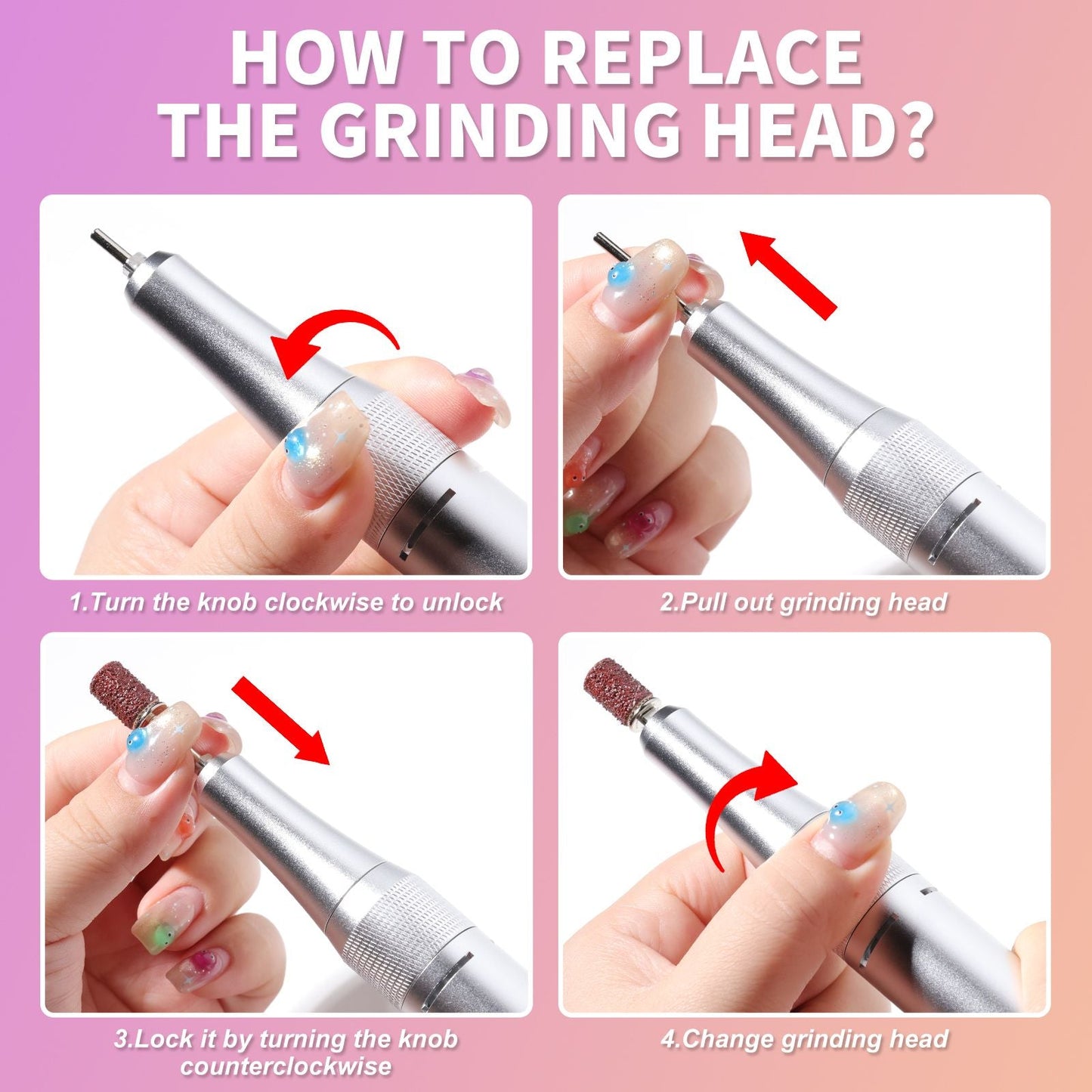 Nail Drill, Portable Electric Nail File 45000RPM, Rechargeable Nail Drill Professional with Bits & Base, for Acrylic Gel Nails, E-File Machine, Manicure Polishing, for Salon Home 7DAY'S