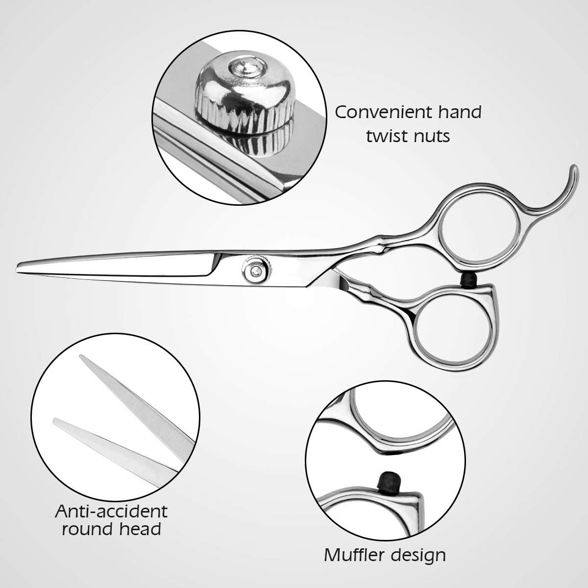 Hair Cutting Scissors Set, 6 Inch Hairdressing Thinning Shears for Hair Cutting for Women, Men, Kids - Silver Uncle LOL