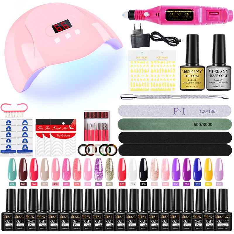 Nail Gel Kit Professional Nail Set With 120W/54W UV Nail Lamp And Nail Drill For All Drying Gel Nail Polish Manicure Set 7DAY'S