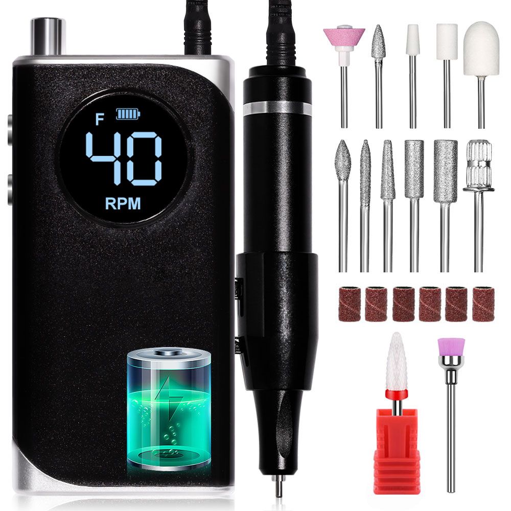 40000RPM Nail Drill Machine Electric Portable Nail File Rechargeable Nail Sander for Gel Nails Polishing For Home Manicure Salon 7DAY'S