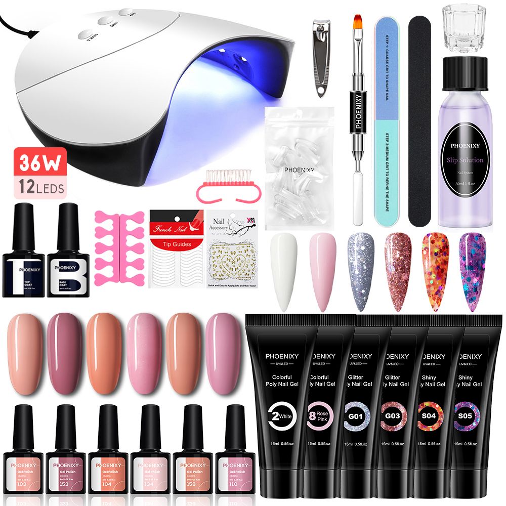 Manicure Set Poly Extension Nail Kit Gel Nails Complete Kit Gel For Extension Semi Permanent UV Varnish Kit Nail Tools Sets 7DAY'S