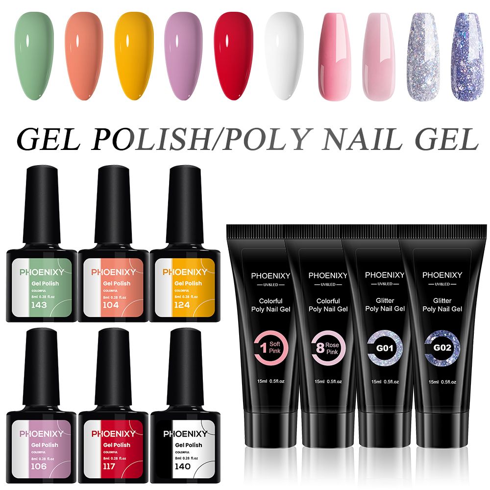 Manicure Set Poly Extension Nail Kit Gel Nails Complete Kit Gel For Extension Semi Permanent UV Varnish Kit Nail Tools Sets 7DAY'S
