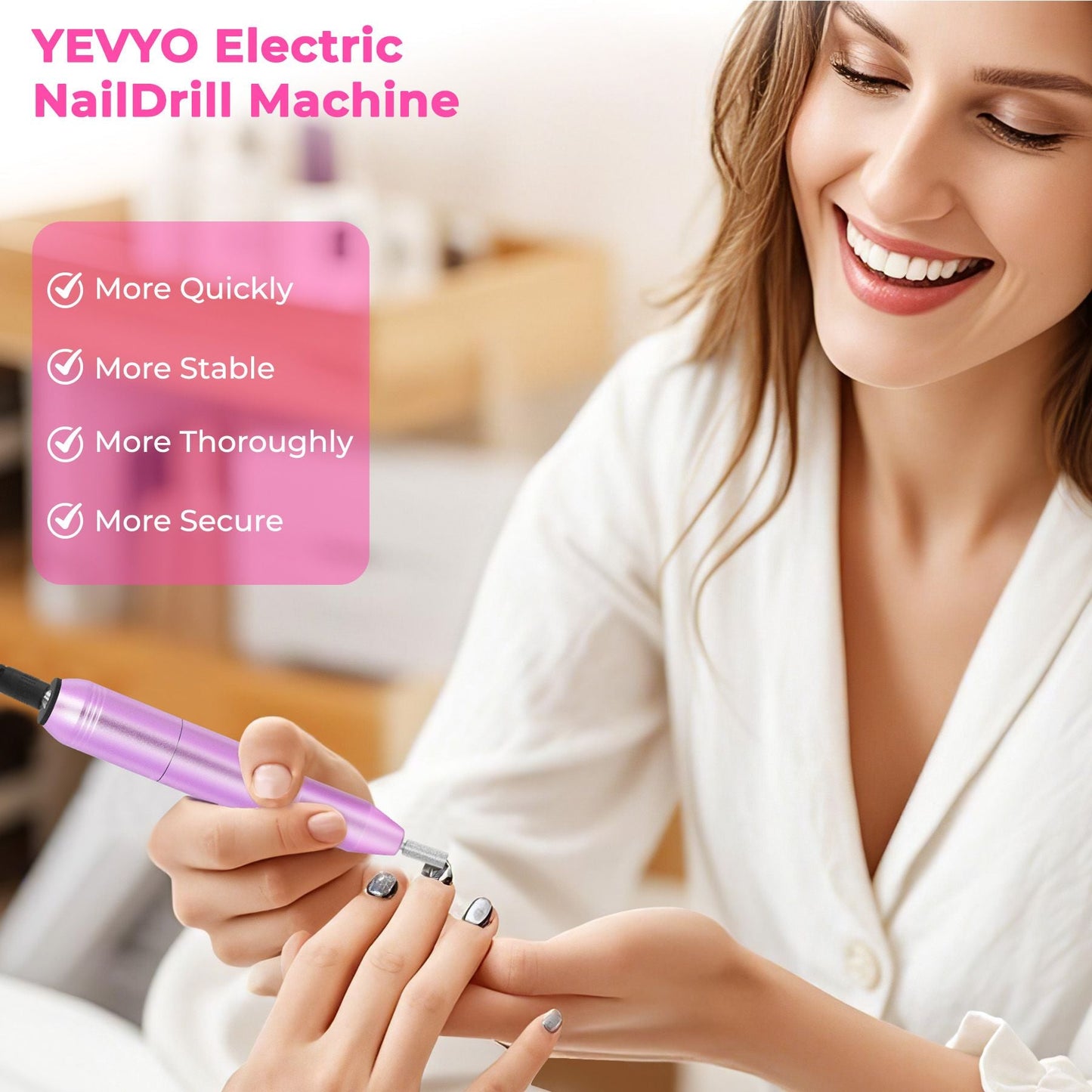 Portable Electric Nail Drill, Professional Nail File Kit for Acrylic, Gel Nails, Manicure Pedicure with Nail Drill Bits Sanding Bands Rose gold 7DAY'S