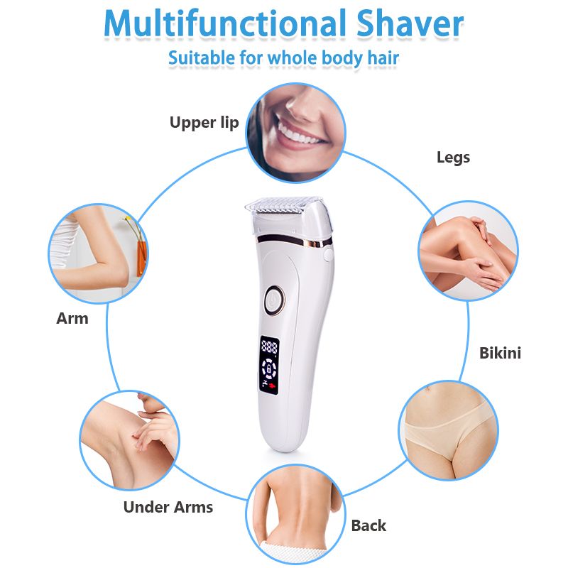 Electric Razor Painless Lady Shaver For Women Razor Shaver Hair Removal Trimmer For Legs Underarm Waterproof LCD USB Charging 7DAY'S