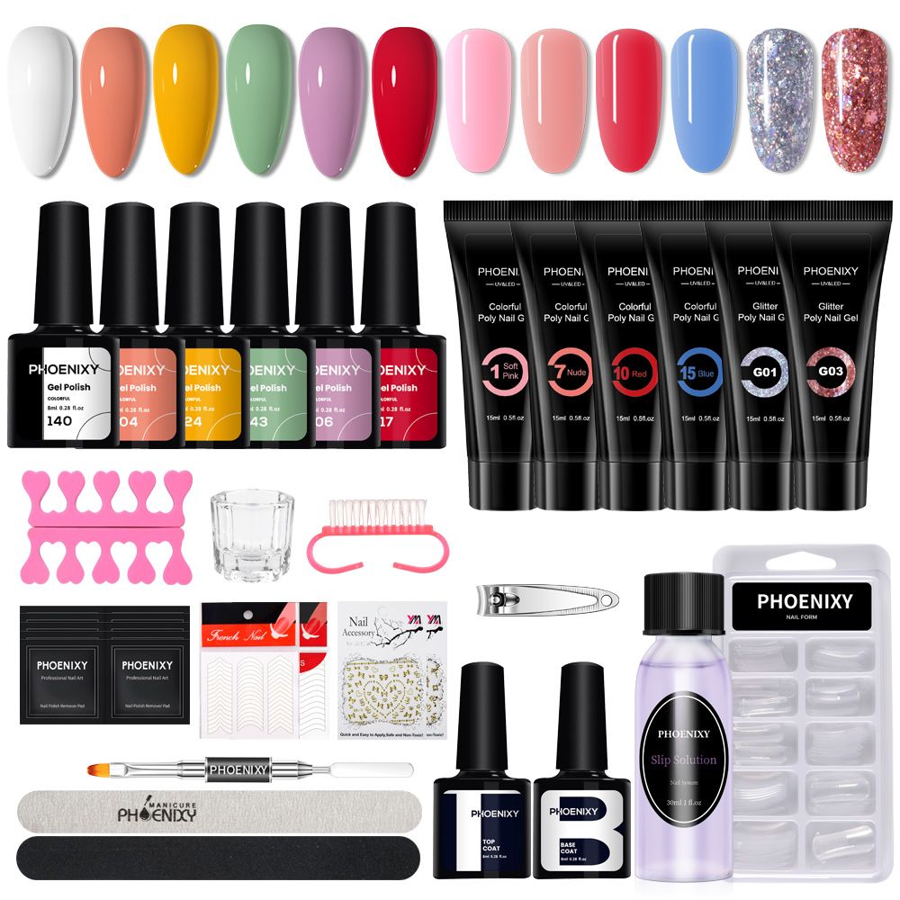 Manicure Set Poly Extension Nail Kit Gel Nails Complete Kit Gel For Extension Semi Permanent UV Varnish Kit Nail Tools Sets 7DAY'S