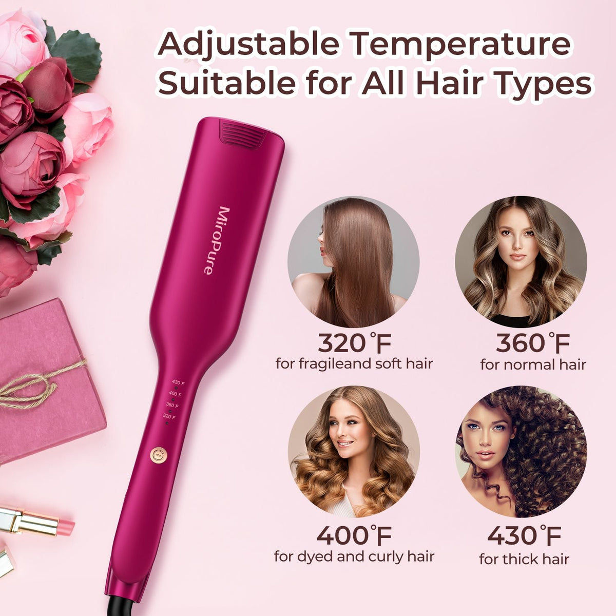 Hair Waver Iron Wand Hair Crimper Hair Waver Barrel Curling Iron 1 Inch PTC Heater Auto Shut-Off Adjustable Easy Shap Long Lasting Heat Dual Voltage Uncle LOL