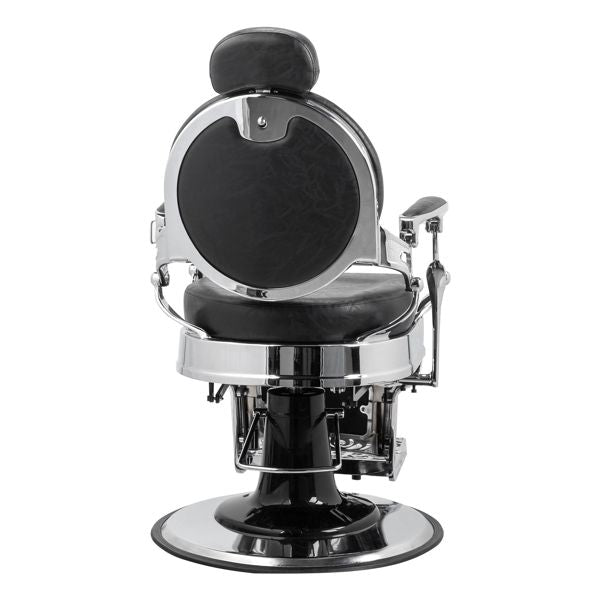 PVC leather, silver plated aluminum alloy frame, extra large pump disc with towel rack, square seat cushion without buttons, reclining hair salon chair 150kg silver 7DAY'S