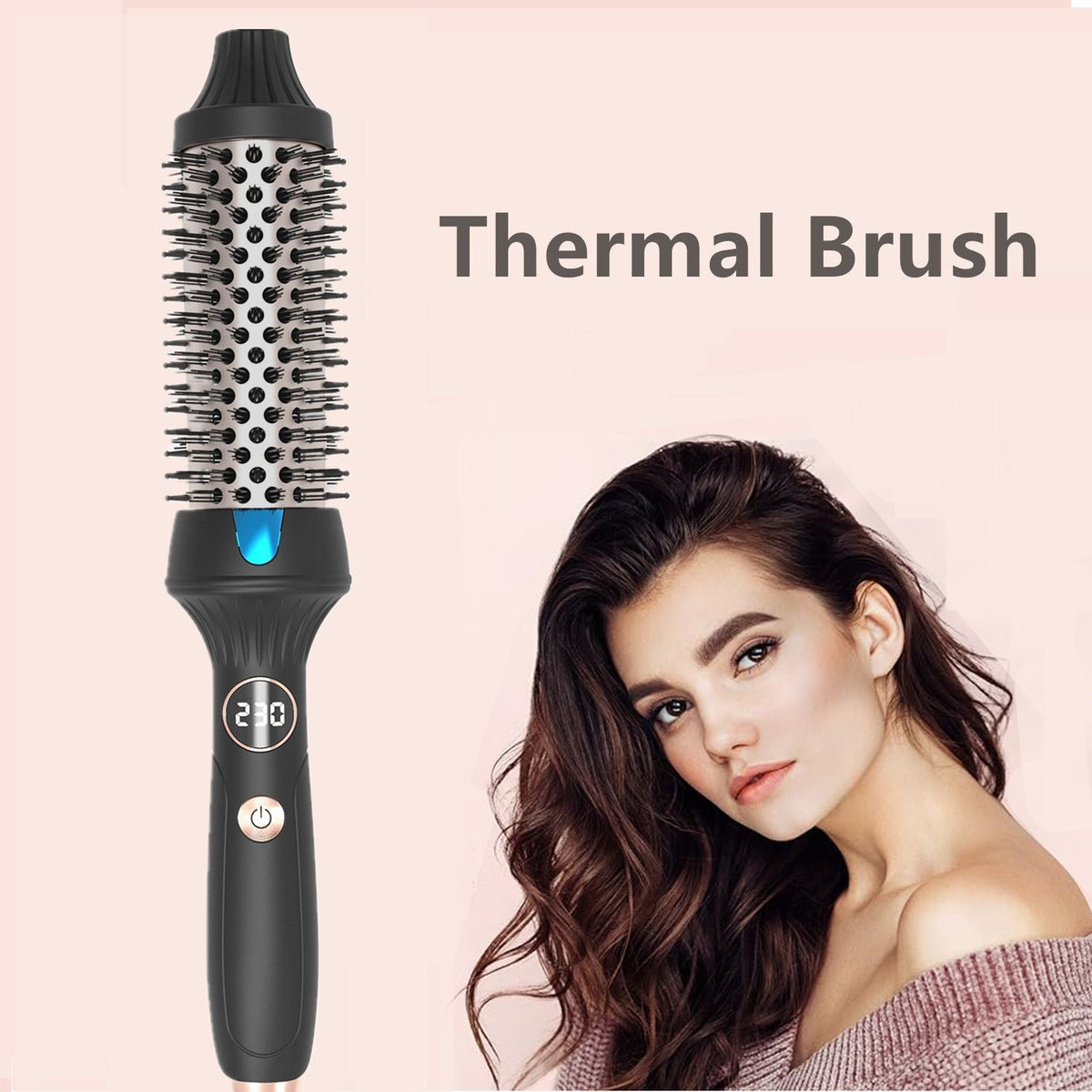 Heated Round Brush 1.5 Inch Thermal Brush Hair Curling Iron Comb Ceramic Tourmaline Ionic Hair Curler Digital Display Curling Wand Double PTC Staightener Curlers Uncle LOL